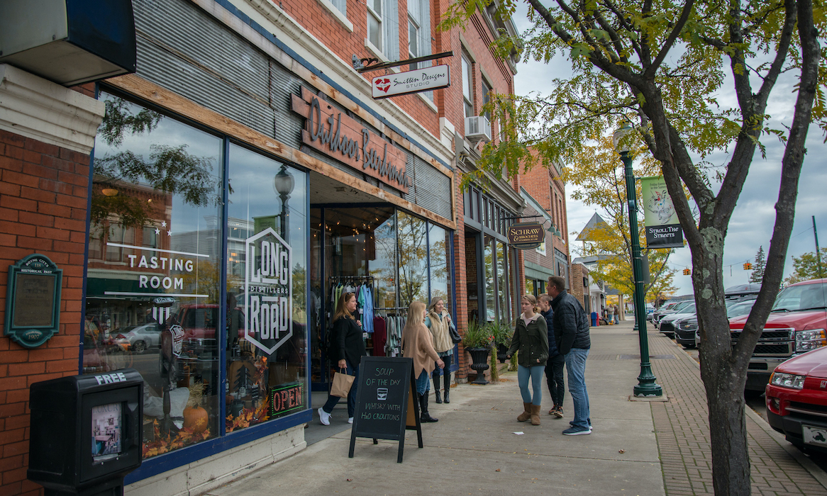 People in front of a store in Downtown Boyne Michigan