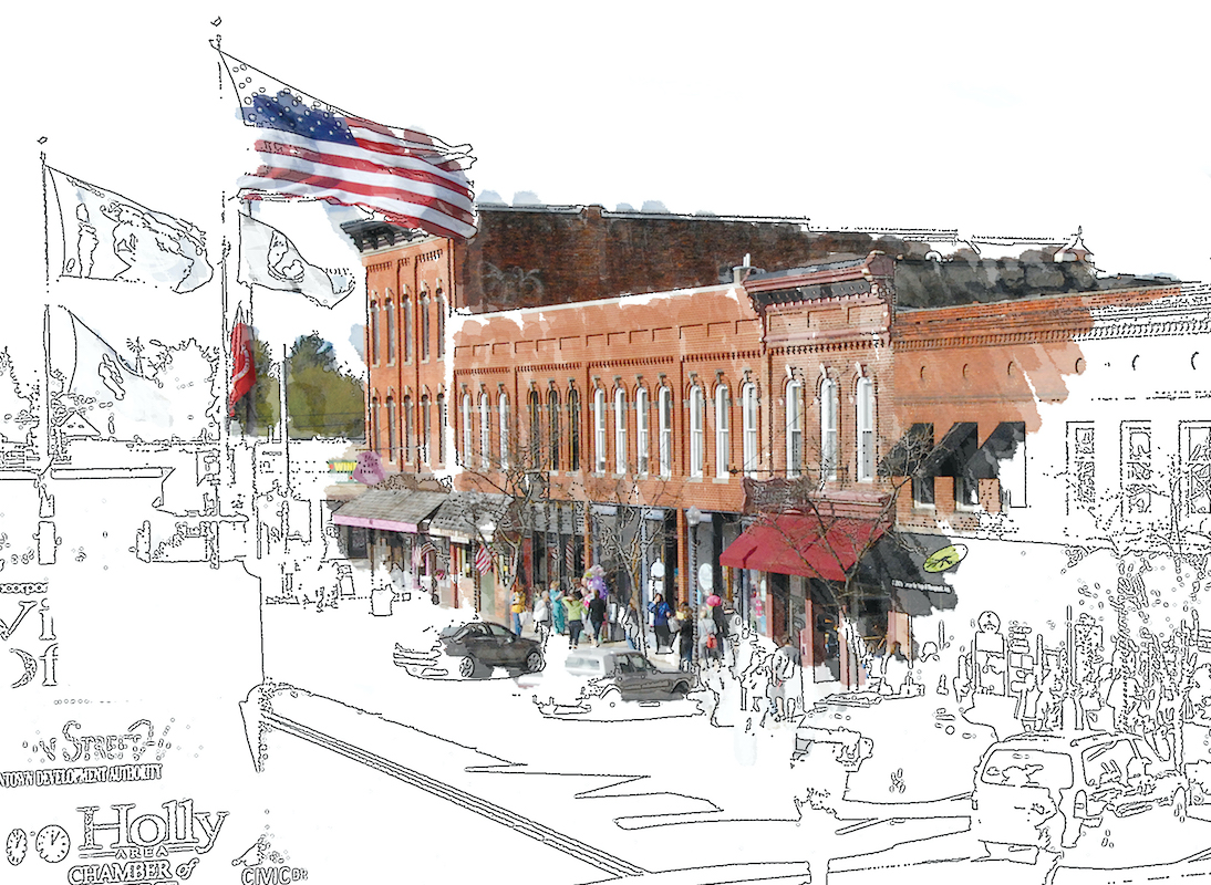 Downtown Holly Michigan Watercolor
