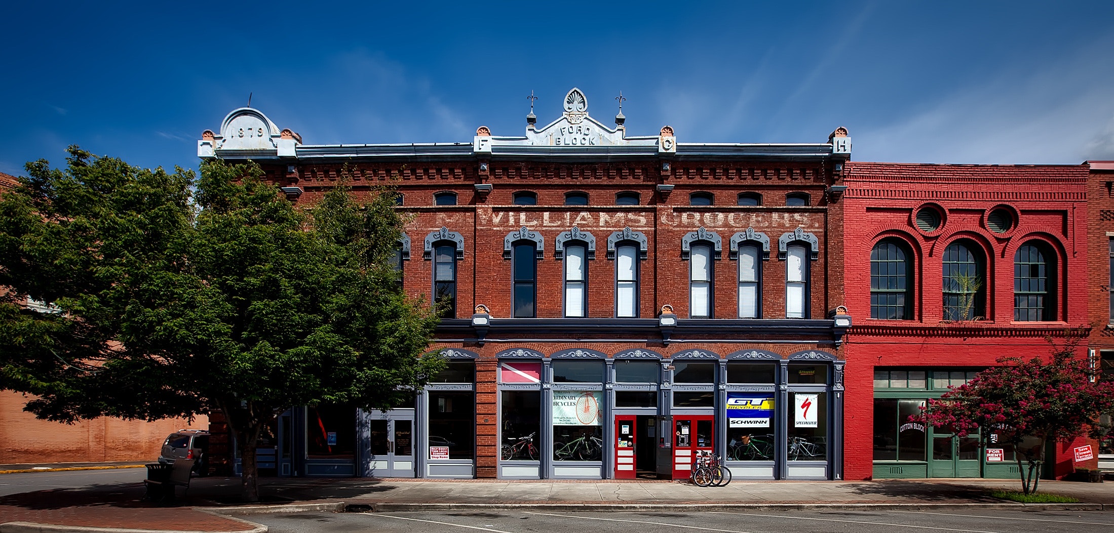 Small town main street storefronts