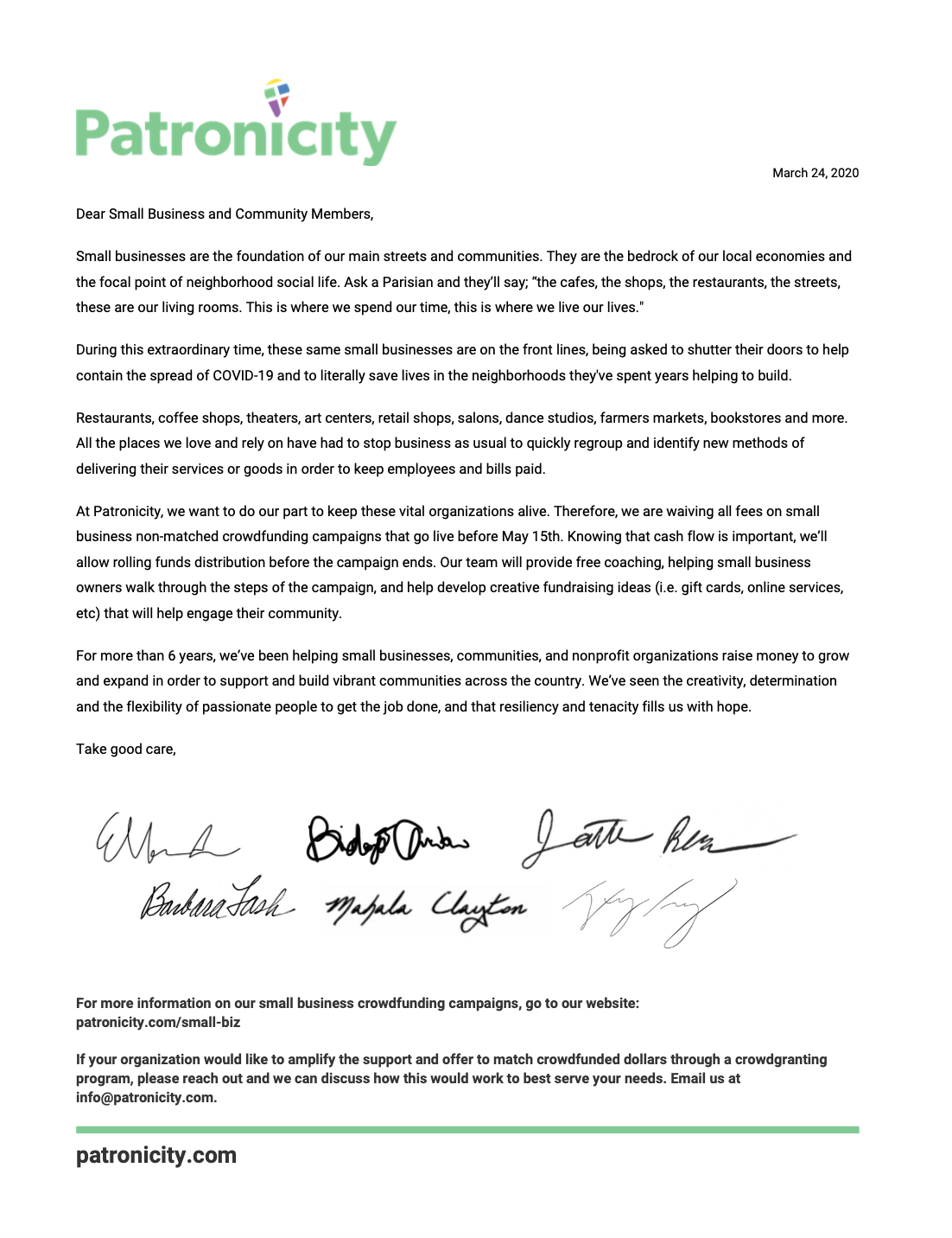 Small business support letter cover image